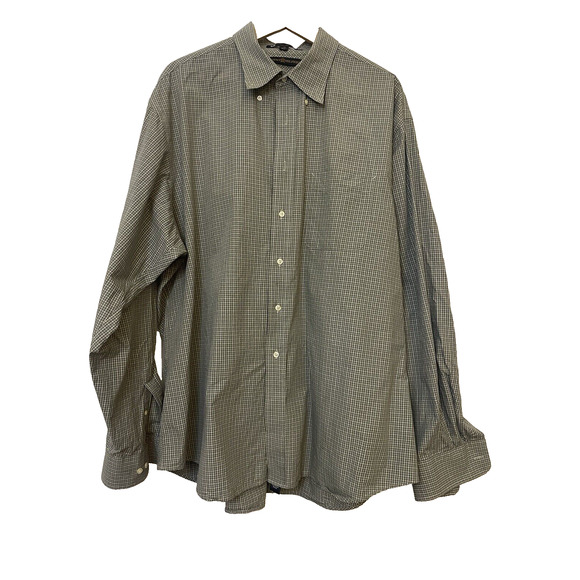 Tommy Hilfiger TLC The Lifetime Collar Button Down White/Green Plaid Sz 18 XXL - Picture 1 of 5